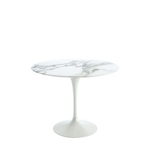 Tulip Dining Table in Arabescato Marble & White 91cm