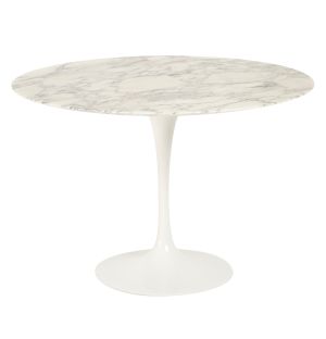 Tulip Dining Table in Arabescato Marble & White 107cm