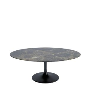 Tulip Oval Coffee Table in Satined Brown Emperador Marble & Black