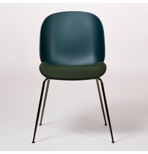 Beetle Dining Chair Upholstered Seat Green & Black