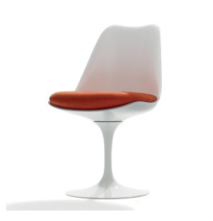 Tulip Side Chair White Swivel Base & Divina Fabric    