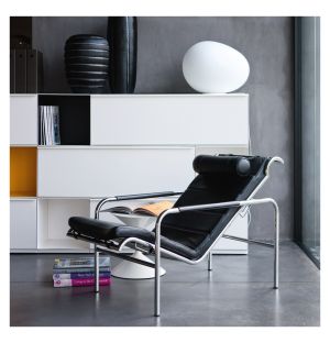 Genni Lounge Chair in Pelle Nappa Leather & Chrome
