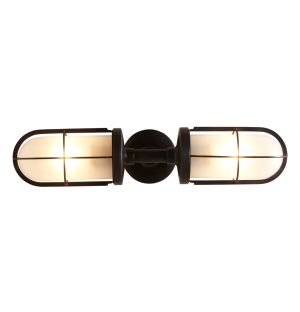Weatherproof Ship's Double Wall Light Weathered Brass & Frosted Glass