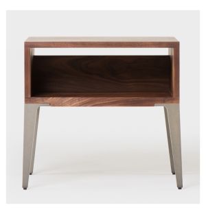 397 Bretton Bedside Table in Danish Oiled Walnut & Taupe