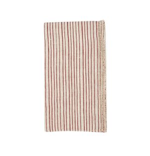 Frayed Stripe Napkin Red