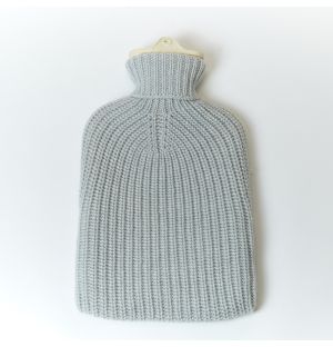 Cashmere Luxe Ribbed Hot Water Bottle in Pumice