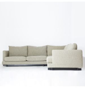 Ex-Display Harper Corner Sofa in Moss Twisted Yarn Cotton Blend 