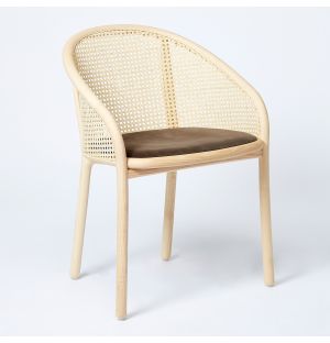 Latis Chair in Duro Velvet Seat Upholstery & Natural Ash
