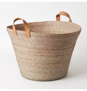 Tall Revistero Basket with Leather Handles