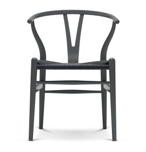 Chaise Wishbone CH24 en bois coloré et assise en corde noire