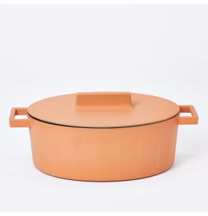 Terra.Cotto Oval Casserole Pot With Lid in Curry 