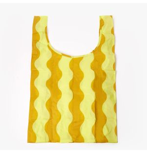 Reusable Tote Bag in Yellow & Gold Wavy Stripe 