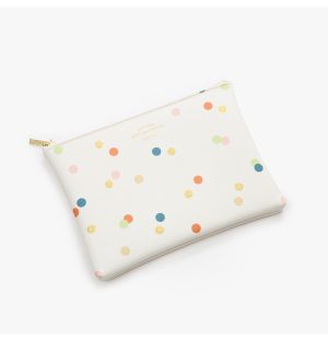 Medium Quitterie Pouch in Dotted White