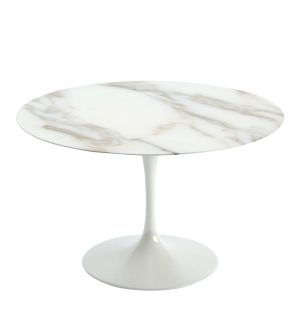 Tulip Dining Table in Calacatta Marble & White 120cm
