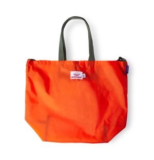 Exclusive Packable Tote Bag in Orange & Tan