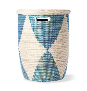 Exclusive Medium Laundry Basket in Blue Diamonds