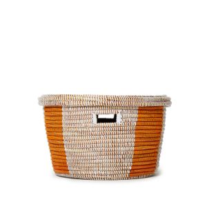 Exclusive Medium Storage Basket in Mustard Stripe