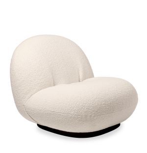 Pacha Swivel Lounge Chair in White & Black