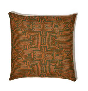 Pancho Maze Cushion Cover in Ginger & Forest 45cm x 45cm