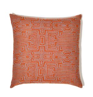 Pancho Maze Cushion Cover in Dusty Blue & Ginger 45cm x 45cm