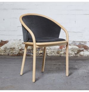 Ex-Display Latis Chair in Natural Ash & Nickel Duro Velvet Seat Upholstery