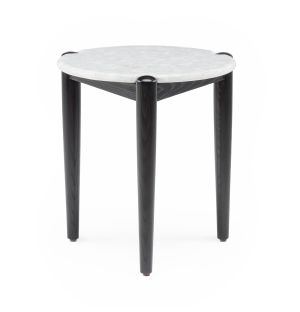 456M Sidekicks Occasional Table in White Terrazzo & Black Painted Ash 