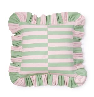 Exclusive Ruffle Check Cushion Cover in Blush & Tendril 45cm x 45cm