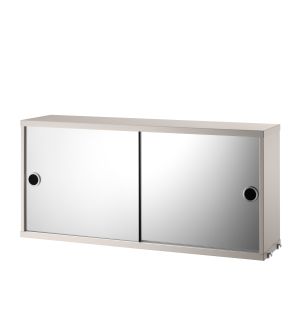 Cabinet With Mirror Doors in Beige