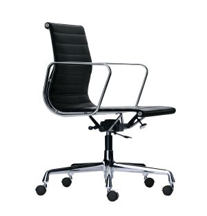 EA 118 Office Chair in Leather & Chromed Aluminium