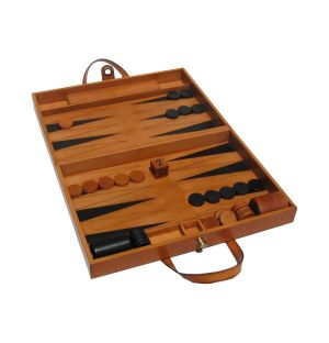 Backgammon en cuir finition naturelle 