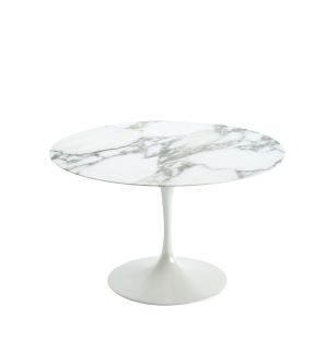 Tulip Dining Table in Arabescato Marble & White 120cm