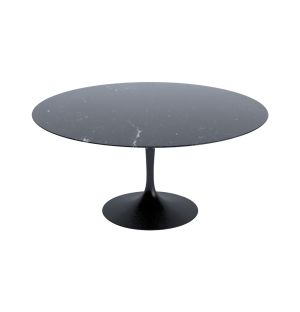 Tulip Dining Table in Nero Marquina Marble & Black 137cm