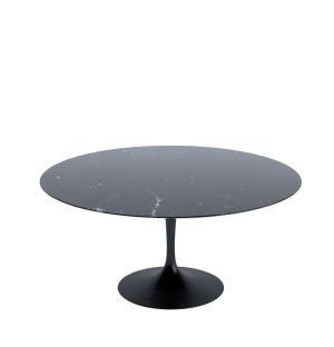Table Saarinen en marbre Marquina noir vernis brillant - ronde 137 cm