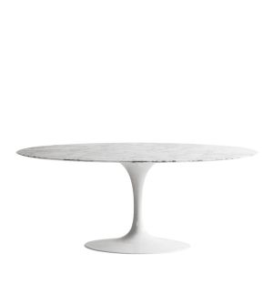 Tulip Oval Dining Table in Arabescato Marble & White 198cm