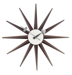 Horloge Sunburst Clock en noyer