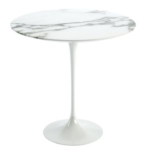 Tulip Side Table in Arabescato Marble & White 51cm
