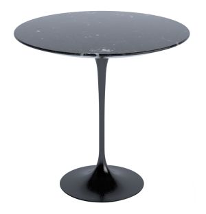 Tulip Side Table in Satined Nero Marquina Marble & Black 51cm