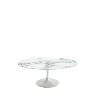 Tulip Oval Coffee Table in Arabescato Marble & White 70cm