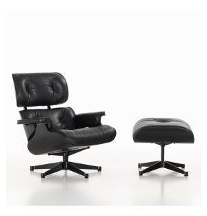 Tall Eames Lounge Chair & Ottoman in All Black