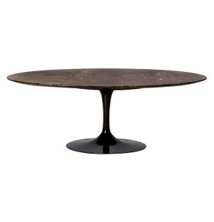 Tulip Oval Coffee Table in Emperador Marble & Black 70cm