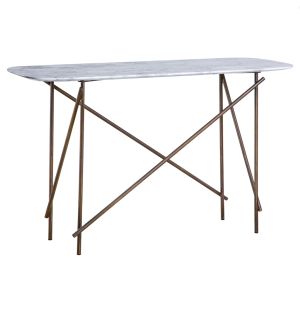 Workshop Low Console Table Marble & Bronze