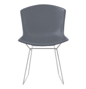 Bertoia Plastic Side Chair Grey with Chrome Base