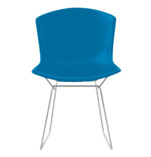 Bertoia Plastic Side Chair Blue with Chrome Base