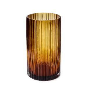 Large Ribbed Vase in Amber