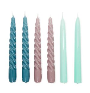Set de 6 bougies Twist & Straight bleu et gris