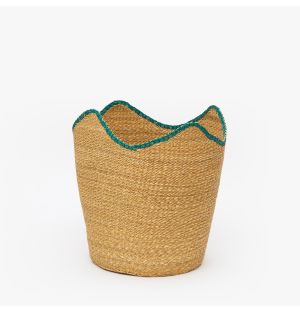 Wave Rim Basket in Natural & Jade