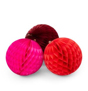 Paper Ball Decorations Set of 3 in Red