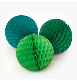 Paper Ball Decorations Set of 3 in Green