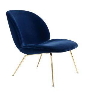 Beetle Lounge Chair Velvet & Brass 