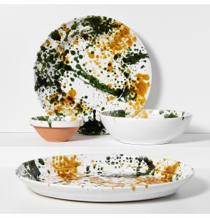 Splatter Tableware Collection Mustard & Green